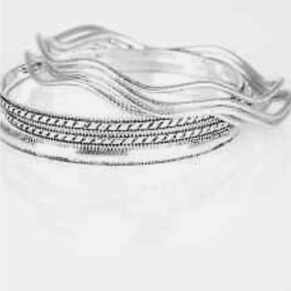 Bracelets Bundle of Three Silver Adjustable Bling Rhinestone Size New